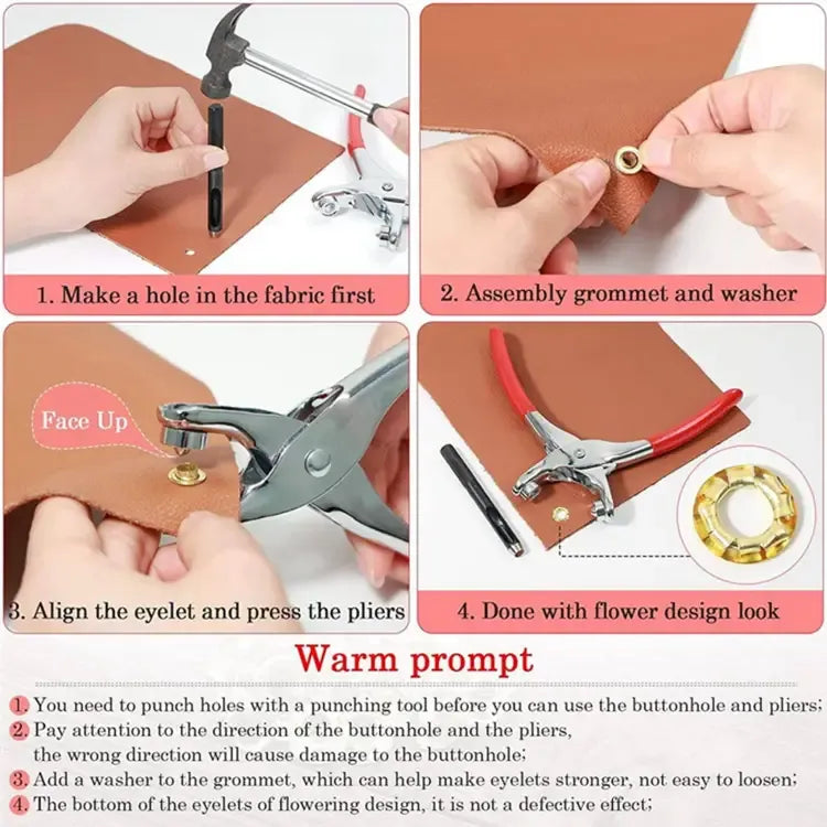 Metal Hand Press Button Plier With 50 Tich Buttons with lock | Tich and Snap Button Press Tool DIY