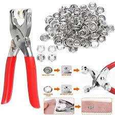 Metal Hand Press Button Plier With 50 Tich Buttons with lock | Tich and Snap Button Press Tool DIY