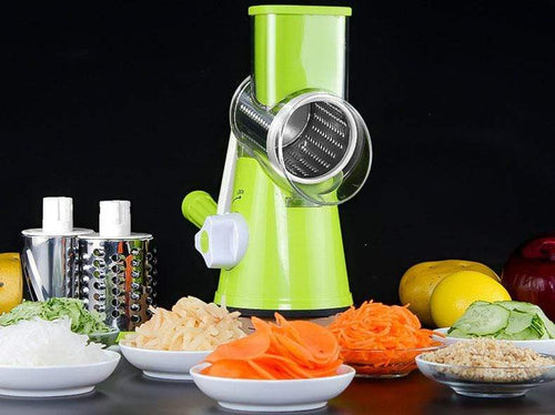 Manual Rotary Vegetable Cutter with 3 Blades