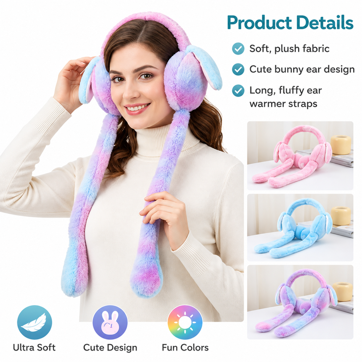 Cute Rabbit Earmuffs for Girls