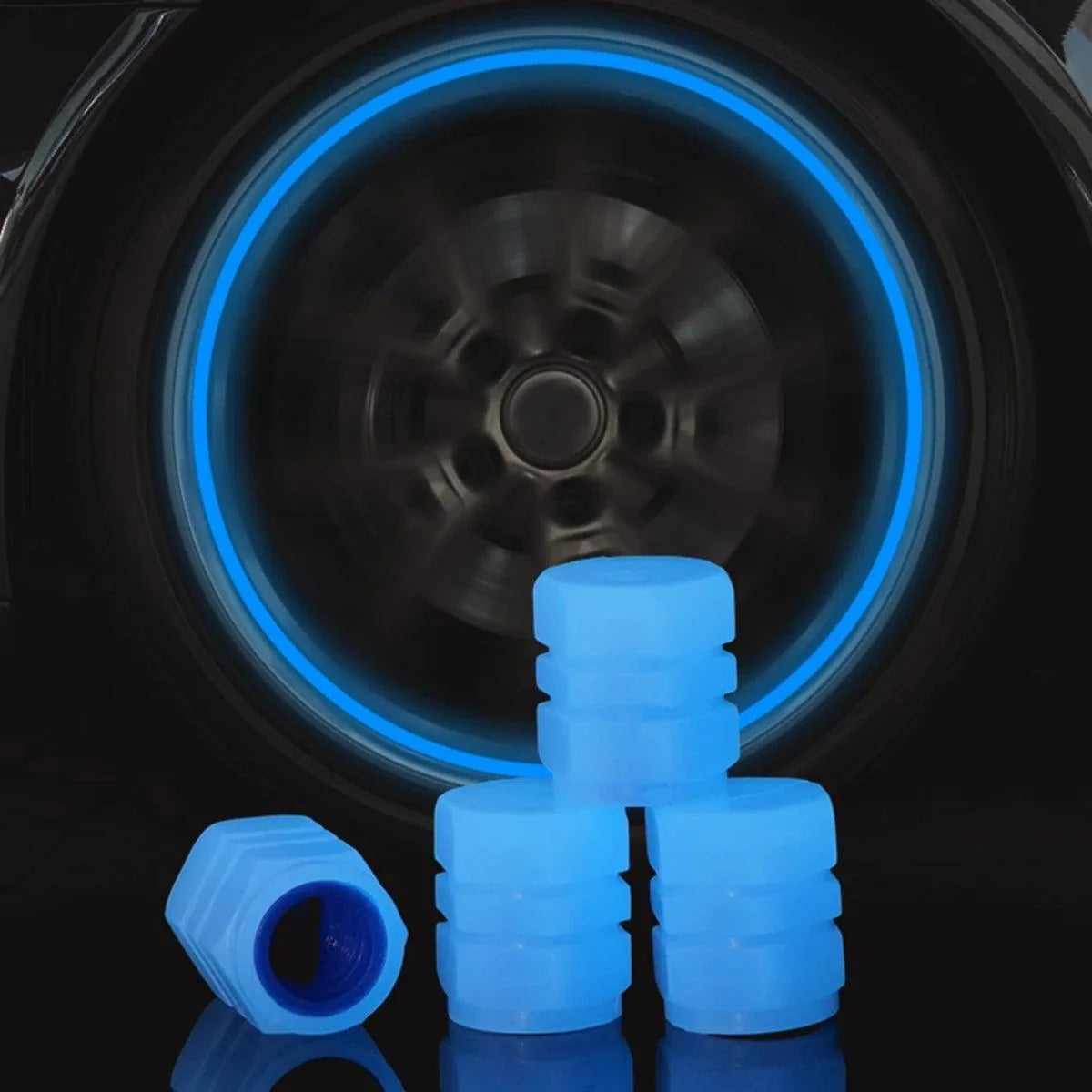 glow tyre valve caps
